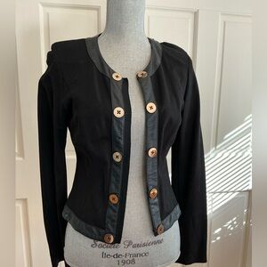 CAbi Black Tailored Jacket with Gold Button Accents